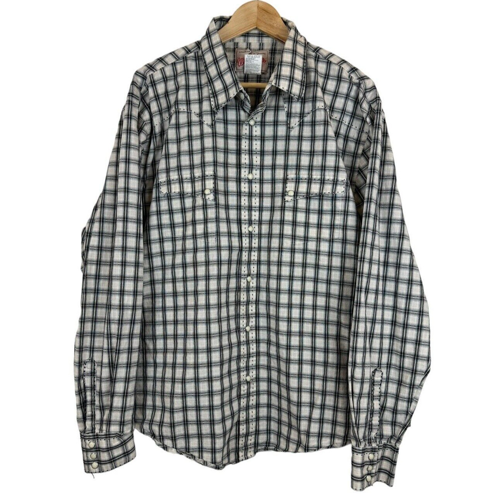 American Cowboys Wrangler Wrancher Men's XL Pearl Snap Thick Stitch Western‎